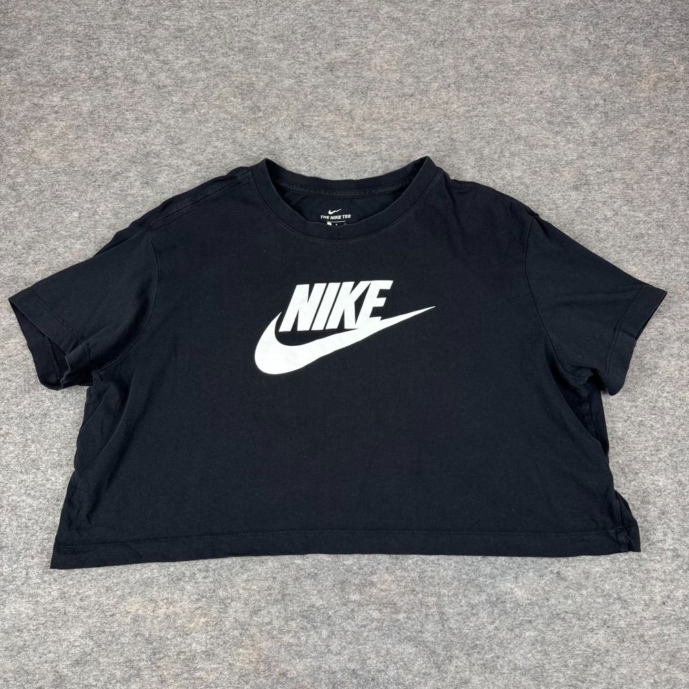 The Nike Tee Crop Top Cotton Black Womens Large L